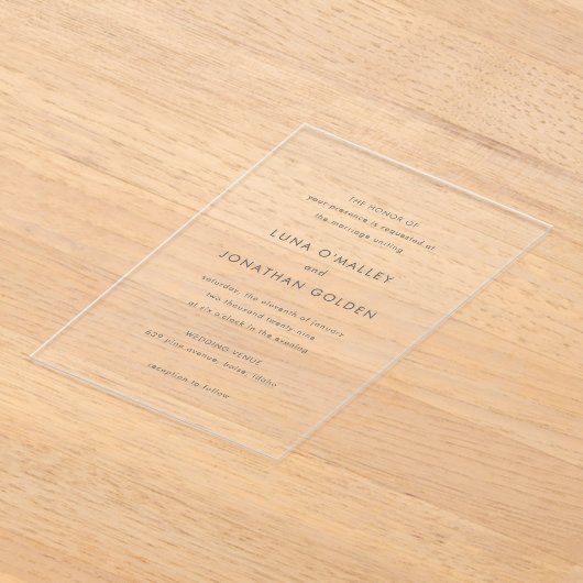 Luna Modern Wedding Acryleinladungen (Ablage )
