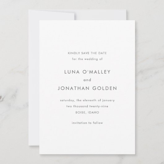 Luna Modern Wedding Save The Date (Vorderseite)