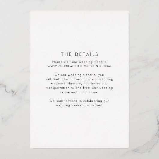 Luna Moderne Hochzeit retten das Datum Folieneinladung (Rückseite)