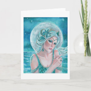 Luna moon goddess mermaid art von Renee L. Lavoie Karte