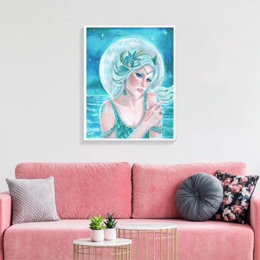 Luna moon goddess mermaid art von Renee L. Lavoie Leinwanddruck (Insitu (Wohnzimmer))