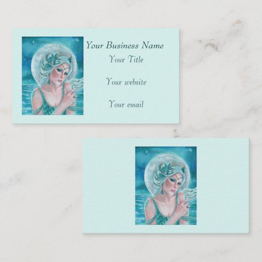 Luna moon goddess mermaid art von Renee L. Lavoie Visitenkarte (Vorne/Hinten)