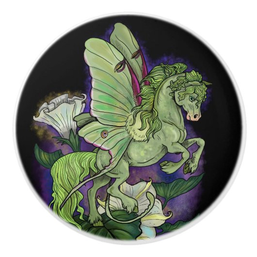 Luna Moonduster Moth Fairy Horse Keramik Knob Keramikknauf (Vorderseite)