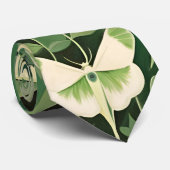 Luna Moth and Blume - Grün und Creme Krawatte (Gerollt)