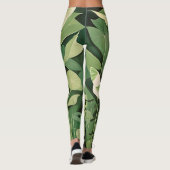 Luna Moth and Blume - Grün und Creme Leggings (Rückseite)