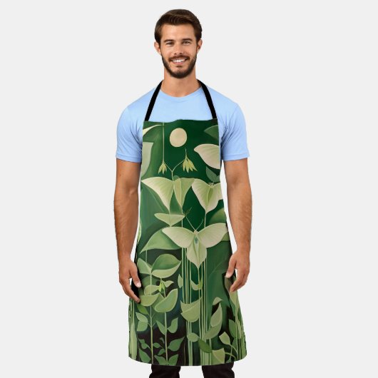 Luna Moth and Blume - Grün und Creme Schürze (Getragen)