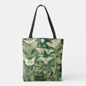 Luna Moth and Blume - Grün und Creme Tasche (Rückseite)