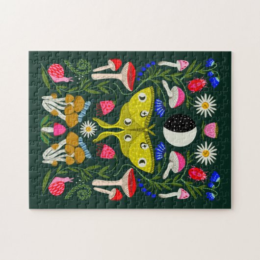 Luna Moth and Moon Illustration Puzzle (Horizontal)