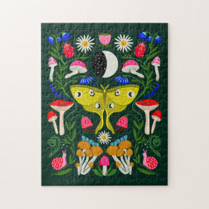 Luna Moth and Moon Illustration Puzzle