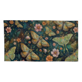 Luna Moth and Moon Phases, Starry Night Flowers Kissenbezug (Rückseite-Rechts)