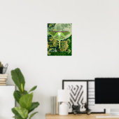 Luna Moth and Moon Poster, Green Nature Collage Po Poster (Heimbüro)