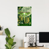 Luna Moth and Moon Poster, Green Nature Collage Poster (Heimbüro)