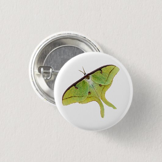 Luna Moth Artwork in lebendiger Farbe Button (Vorne & Hinten)