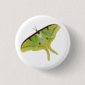 Luna Moth Artwork in lebendiger Farbe Button (Vorderseite)
