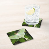 Luna Moth auf Carnaby Clematis Rechteckiger Pappuntersetzer (Vor Ort)