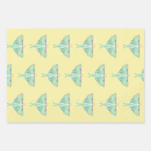 Luna Moth auf Gelb Geschenkpapier Set (Vorderseite 2)
