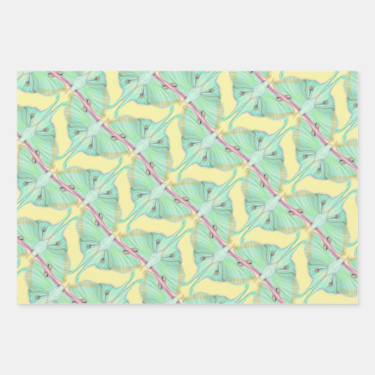 Luna Moth auf Gelb Geschenkpapier Set (Vorderseite)