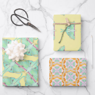 Luna Moth auf Gelb Geschenkpapier Set