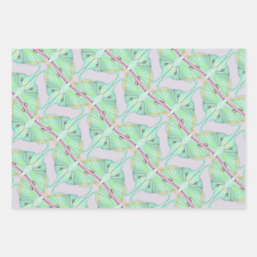Luna Moth auf Lavendel Geschenkpapier Set (Vorderseite)