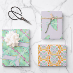 Luna Moth auf Lavendel Geschenkpapier Set