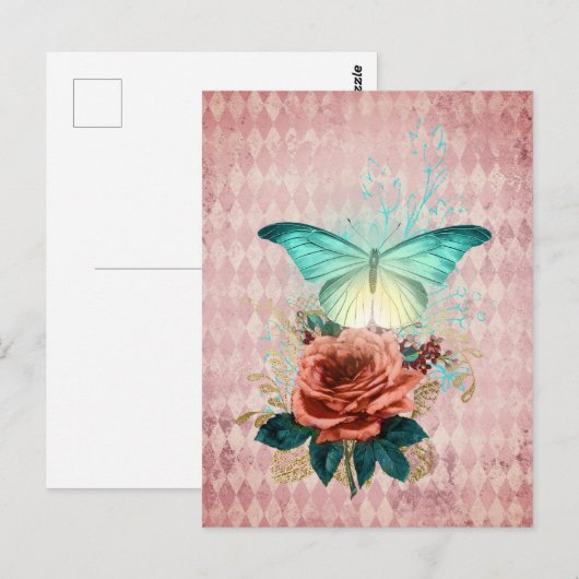 Luna Moth Bouquet Collage Postkarte (Vorne/Hinten)