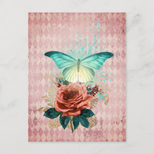 Luna Moth Bouquet Collage Postkarte
