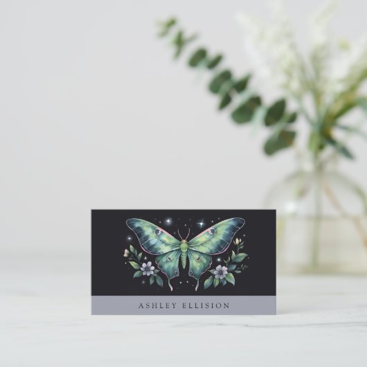 Luna Moth Business Card Visitenkarte (Stehend Vorderseite)