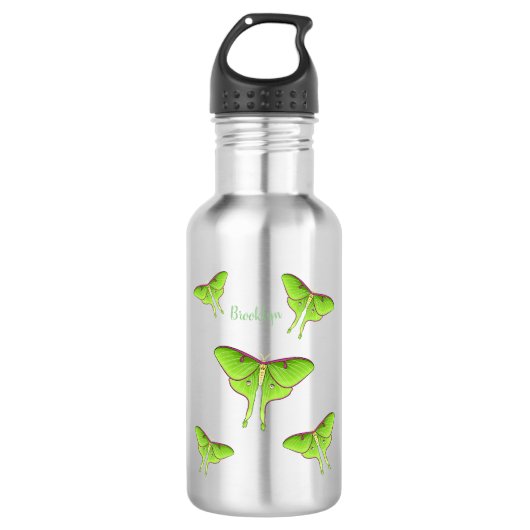 Luna Moth cartoon illustration Edelstahlflasche (Vorderseite)