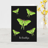 Luna Moth Cartoon Illustration Karte (Gelbe Blume)