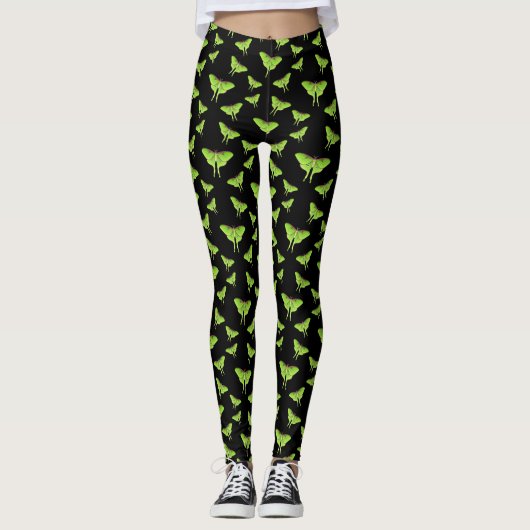 Luna Moth Cartoon Illustration Leggings (Vorderseite)