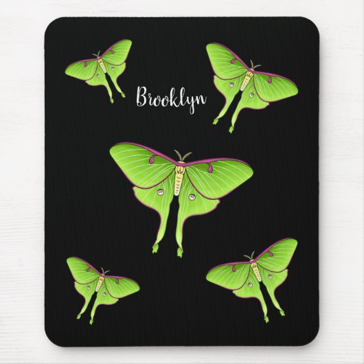 Luna Moth Cartoon Illustration Mousepad (Vorne)