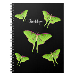 Luna Moth Cartoon Illustration Notizblock