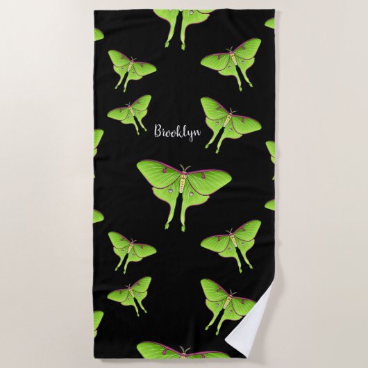 Luna Moth Cartoon Illustration Strandtuch (Vorderseite)