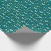 Luna Moth Celestial Moons & Stars Aquamarin Geschenkpapier (Ecke)