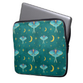 Luna Moth Celestial Moons & Stars Aquamarin Laptopschutzhülle (Vorderseite Links)