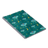 Luna Moth Celestial Moons & Stars Aquamarin Notizblock (Rechte Seite)