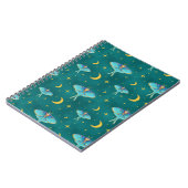 Luna Moth Celestial Moons & Stars Aquamarin Notizblock (Linke Seite)