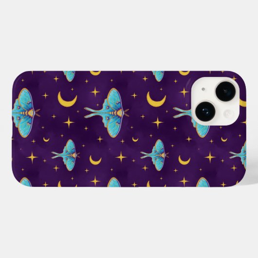 Luna Moth Celestial Moons & Stars Lila Case-Mate iPhone Hülle (Rückseite (Horizontal))