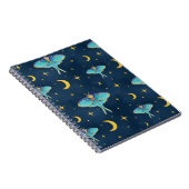 Luna Moth Celestial Moons & Stars Navy Notizblock (Rechte Seite)