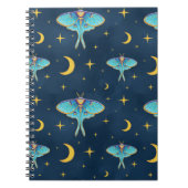 Luna Moth Celestial Moons & Stars Navy Notizblock (Vorderseite)