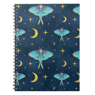 Luna Moth Celestial Moons & Stars Navy Notizblock