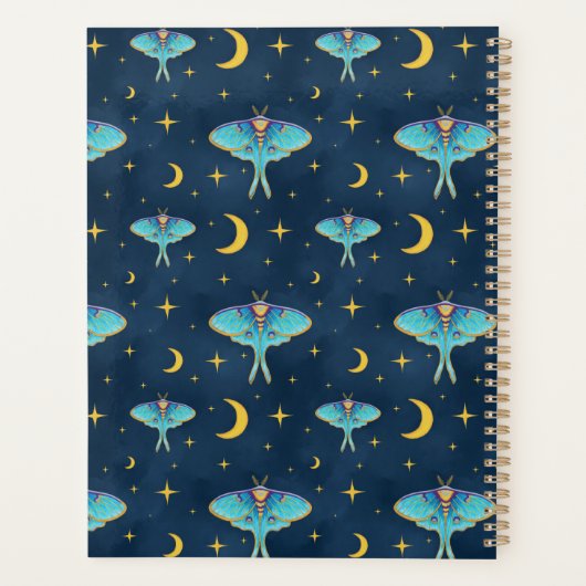 Luna Moth Celestial Moons & Stars Navy Planer (Rückseite)
