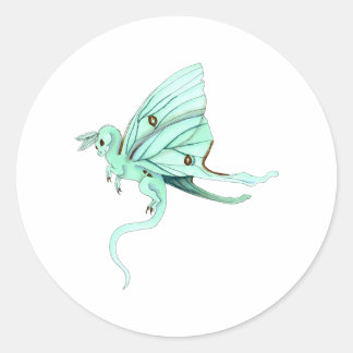 Luna Moth Fairy Dragon Runder Aufkleber