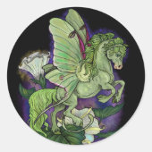 Luna Moth Fairy Horse Classic Round Sticker (Vorderseite)