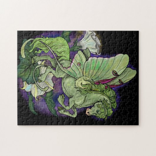 Luna Moth Fairy Horse Jigsaw Puzzle (Horizontal)