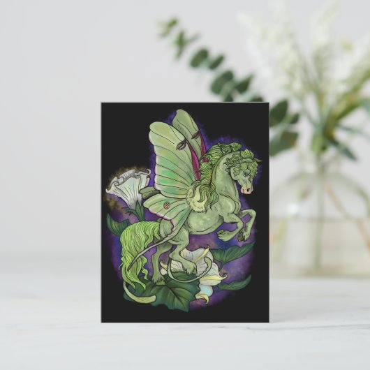 Luna Moth Fairy Horse Postcard Postkarte (Stehend Vorderseite)