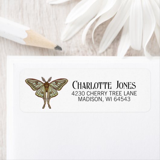 Luna Moth Gothic Rücksendeadresse (Insitu)