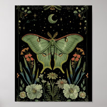 Luna Moth Gothic Wasserfarbe Kunst