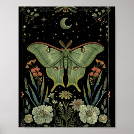 Luna Moth Gothic Wasserfarbe Kunst Poster