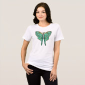 Luna Moth Illustration - Grün und Gold Tri-Blend Shirt (Vorderseite voll)